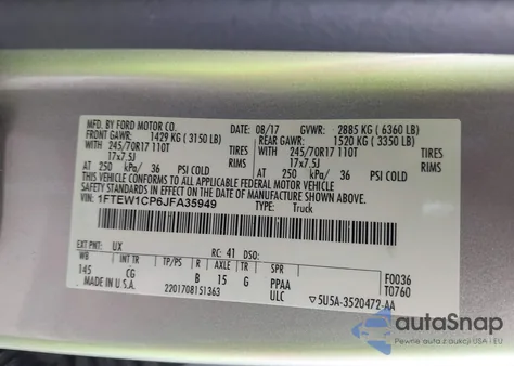 2018 Ford F-150 Xl из США, поврежденный, VIN 1FTEW1CP6JFA35949